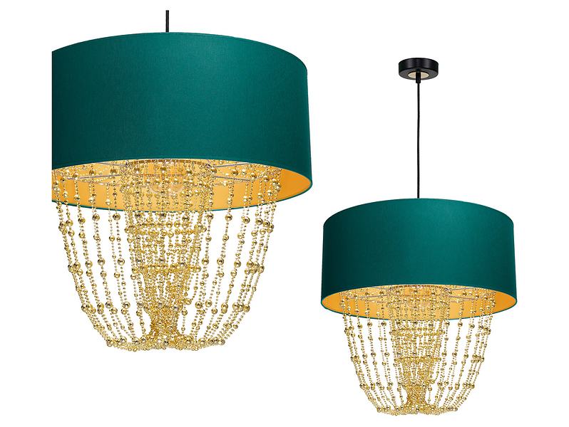 Lampa wisząca Almeria tkaninowa zielona-złota