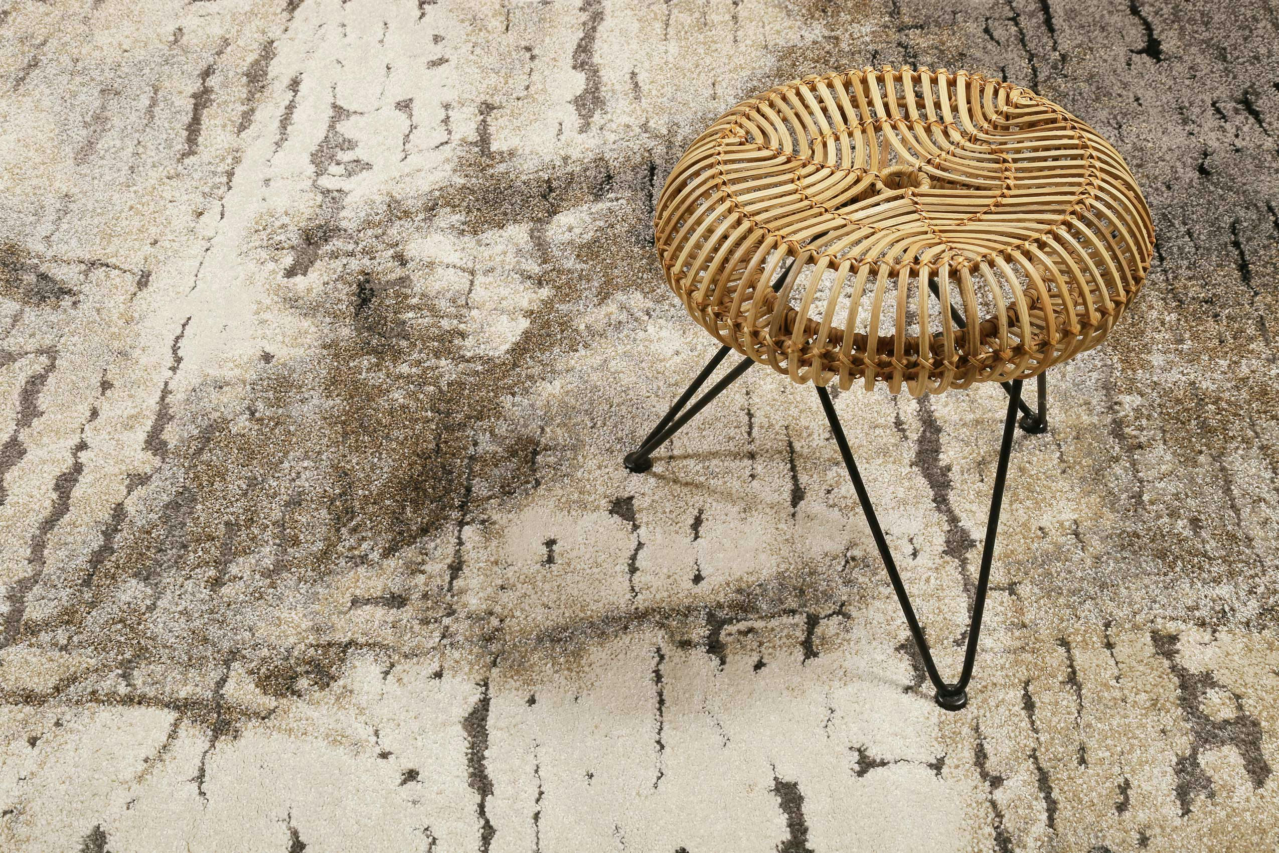 TIMBER - Tapis motif effet mur béton pour salon, chambre gris/brun  200x133