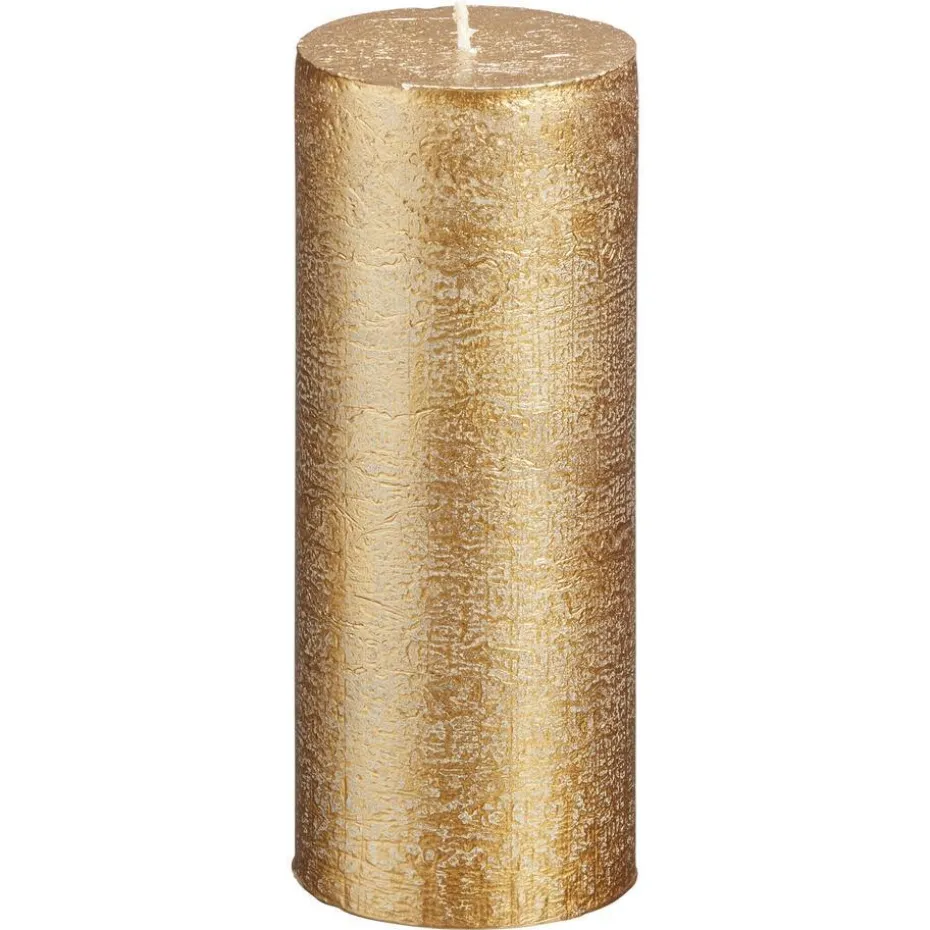 Kwantum Kaarsen & Theelichten | Kaarsen & Theelichten | Kaars Rustiek Goud 7×17 Cm 007X017CM