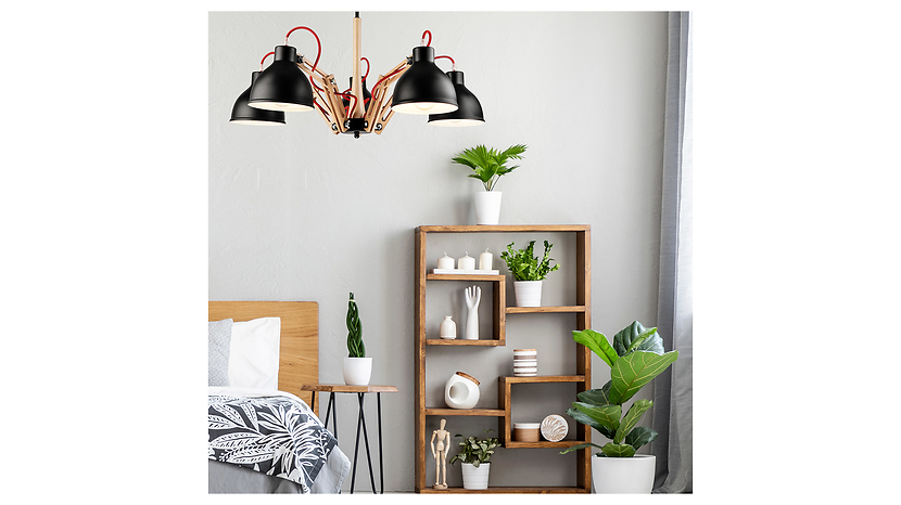 Lampa sufitowa Marcello 5-punktowa drewniana brązowo-czarna