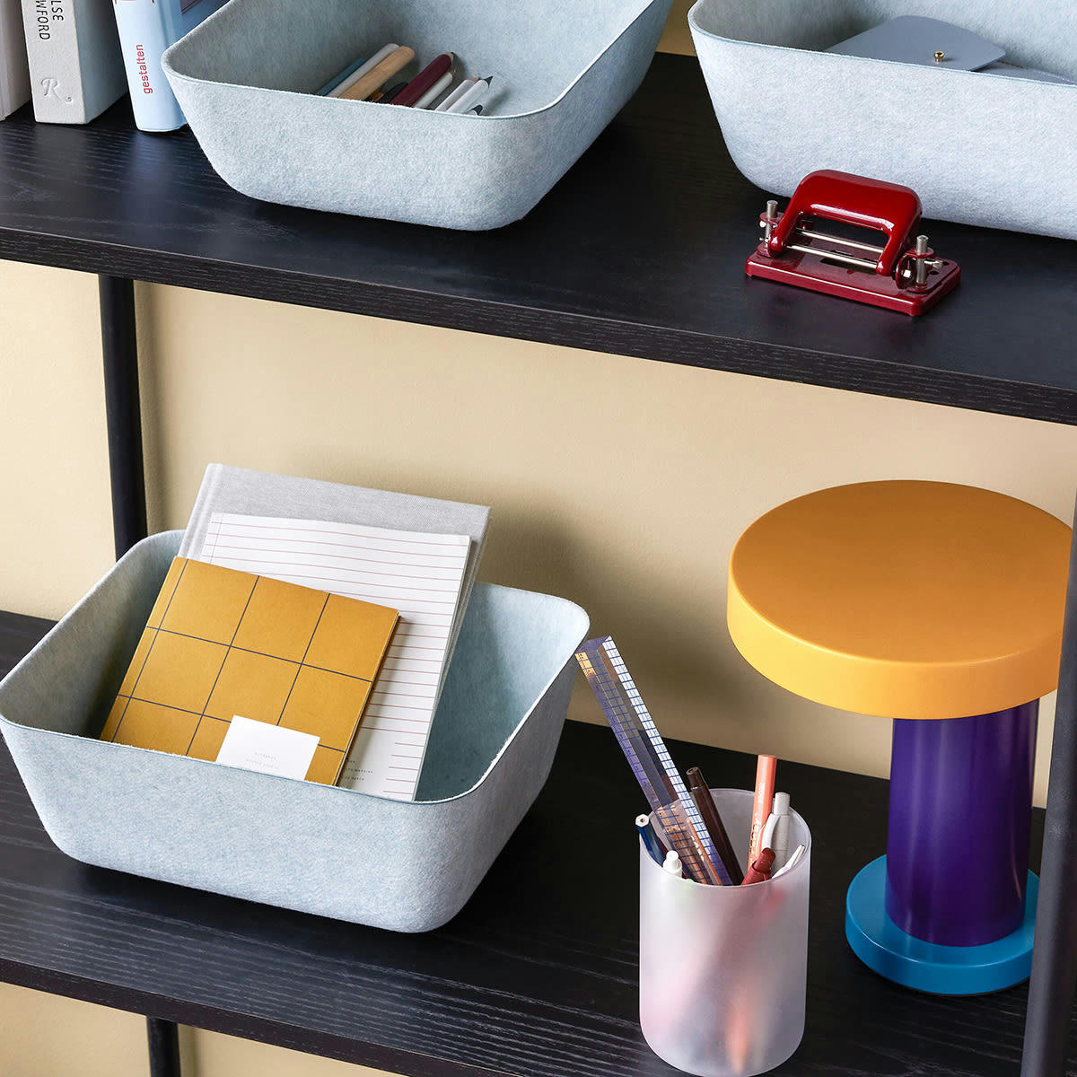 SORTIT - Panier carré en feutre vert menthe (x3)