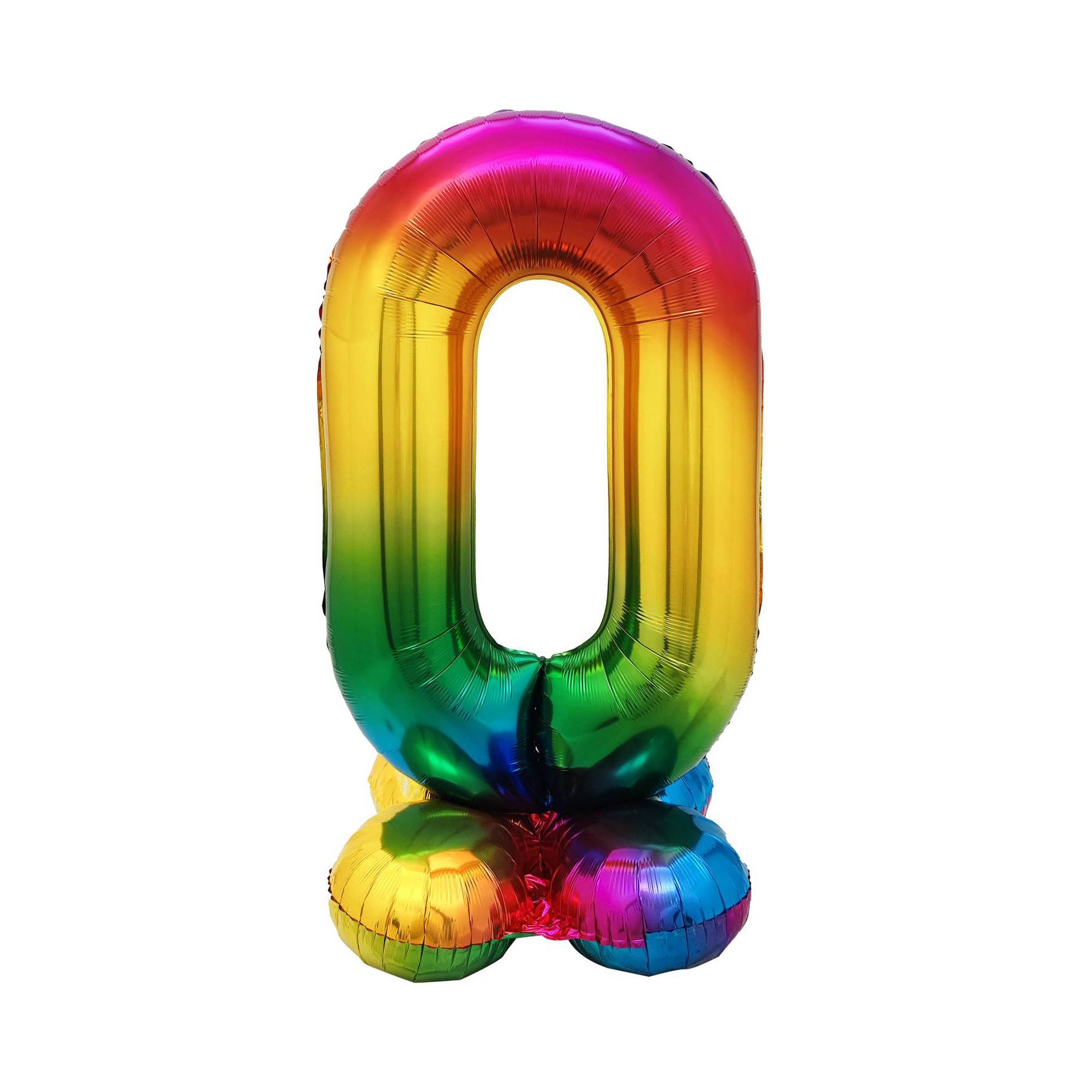 Standing Multicoloured Number 0 Balloon 90cm