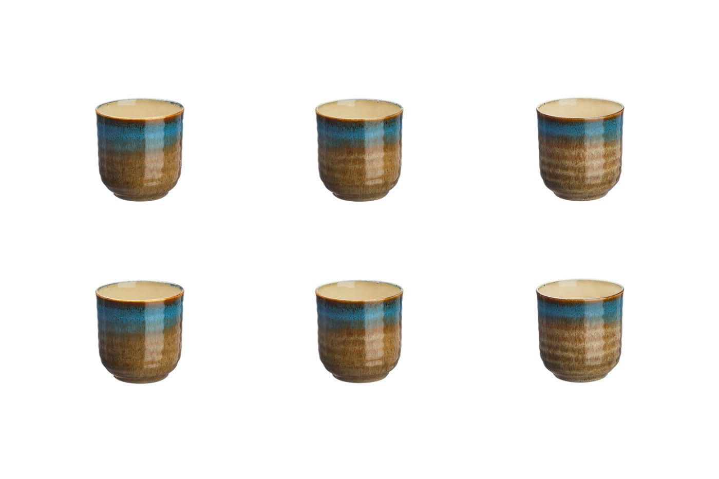 REACTIV - Lot de 6 tasses en grès marron D7