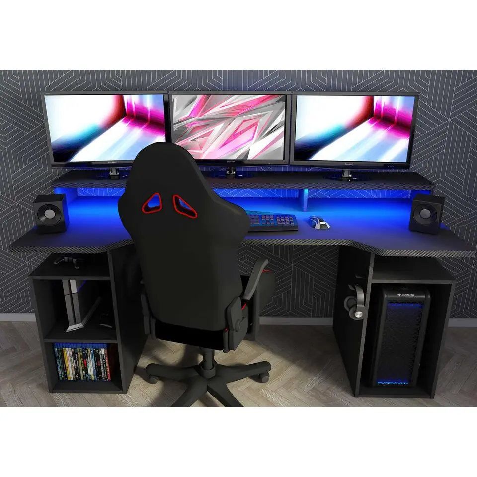 Gaming bureau Tadic 178cm - grijs