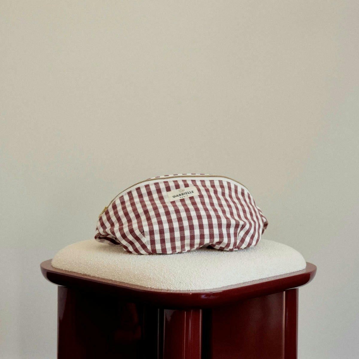 EQUILIBRE - Sac banane en coton imprimé vichy rouge 30x15x8