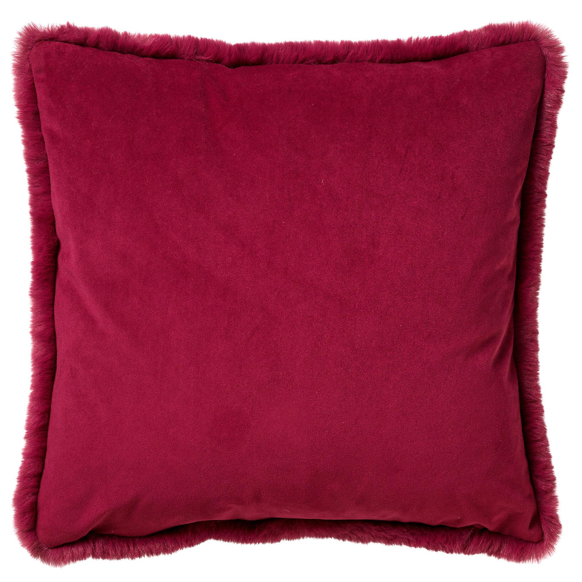 ZAYA - Coussin - rouge fausse fourrure 45x45 cm uni
