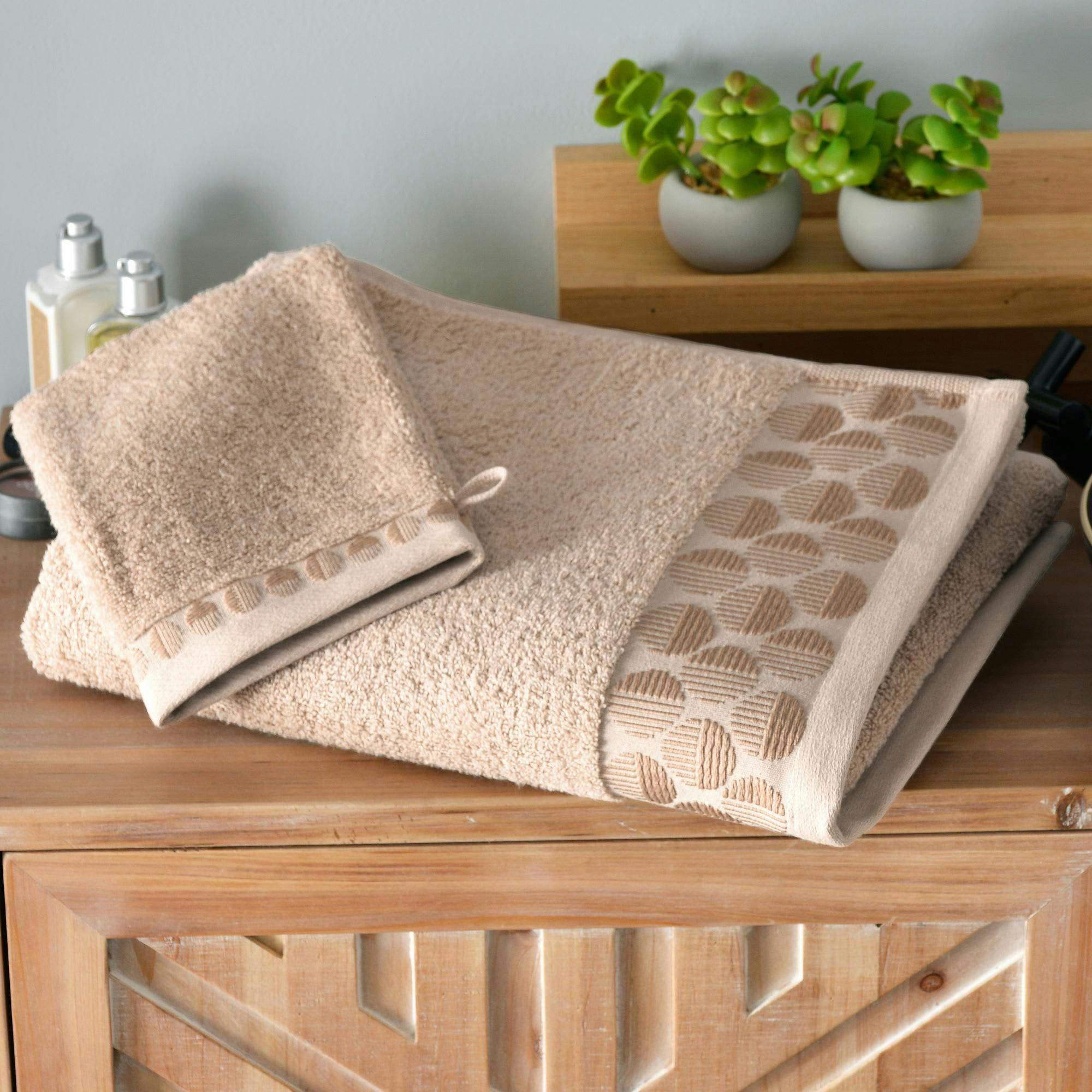 SERVOPTIQUE - Serviette de toilette 50x90 beige en coton 450 g/m²