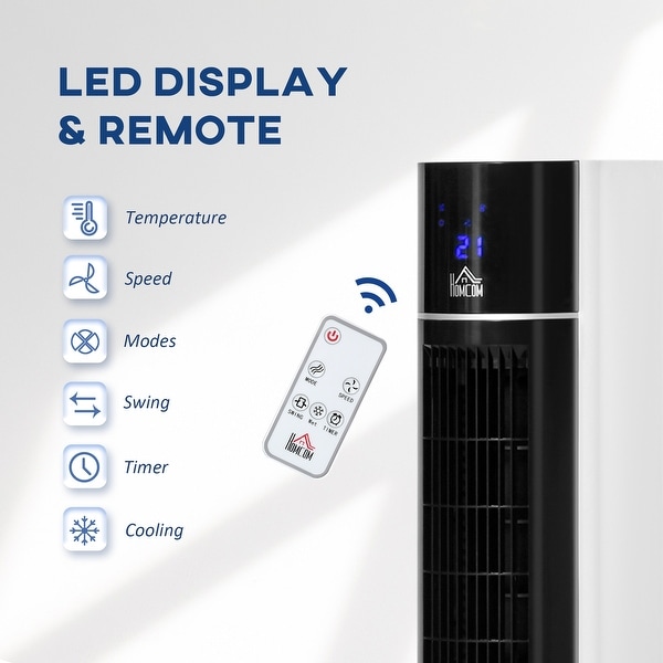 HOMCOM Oscillating Air Cooler with Timer, Evaporative Ice Cooling Tower Fan with 3 Modes, 3 Speeds, and Remote Control