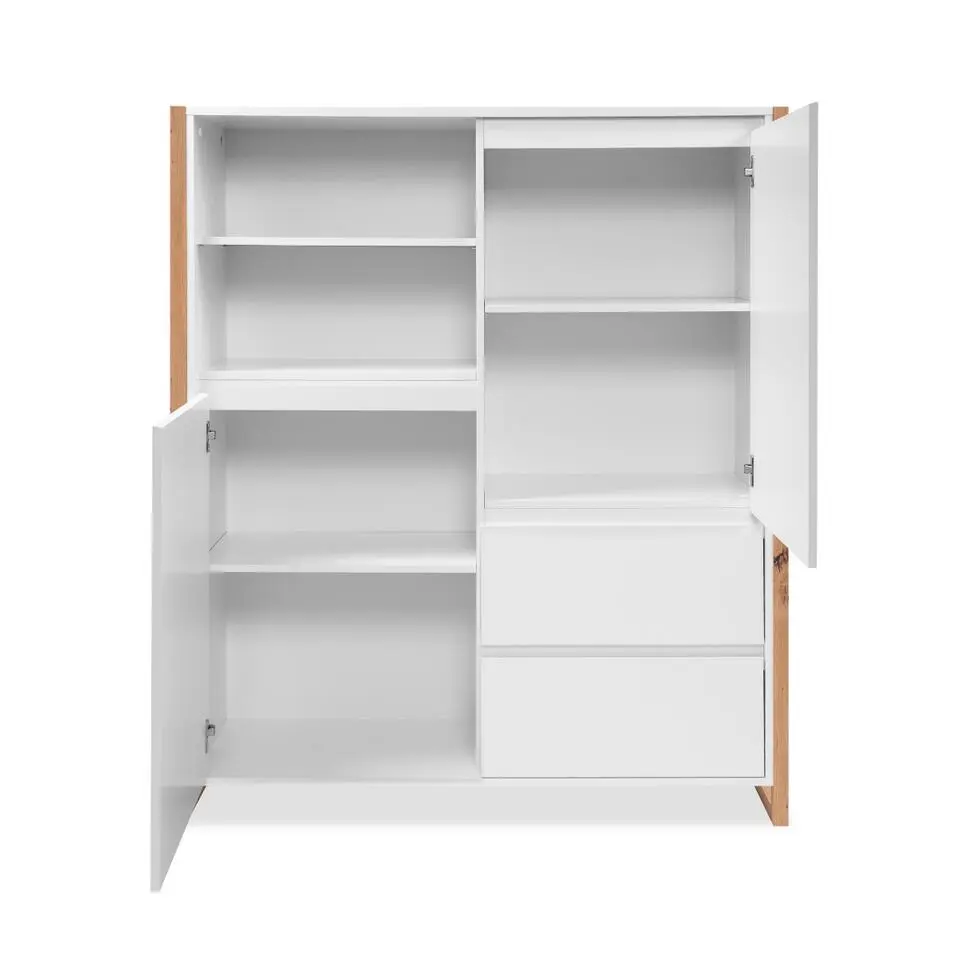 CALICOSY - Buffetkast DENVER - Wit/eiken - 139x120x40 cm