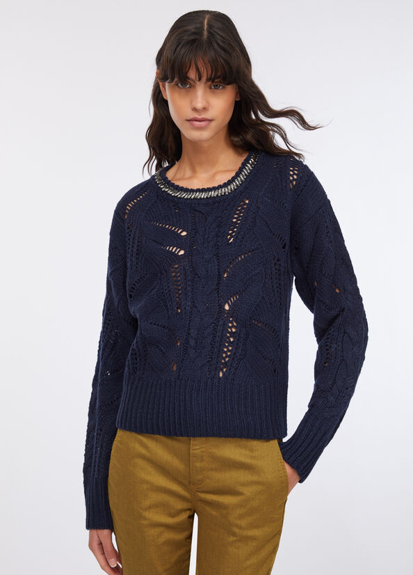 Maglia traforata con pietre gioiello