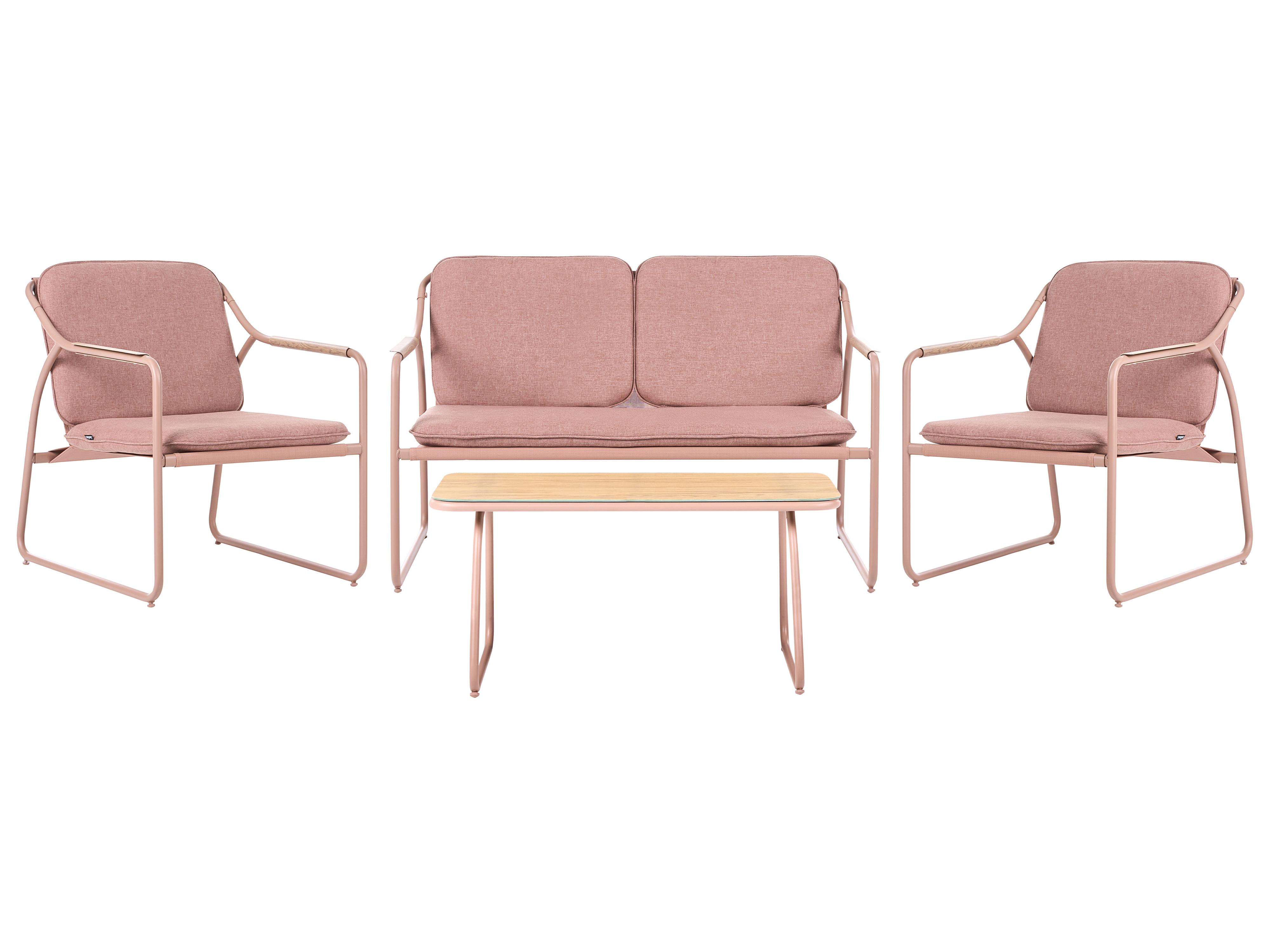 Garden Lounge Set with Table 4 Seater CALASCIO Metal Brown
