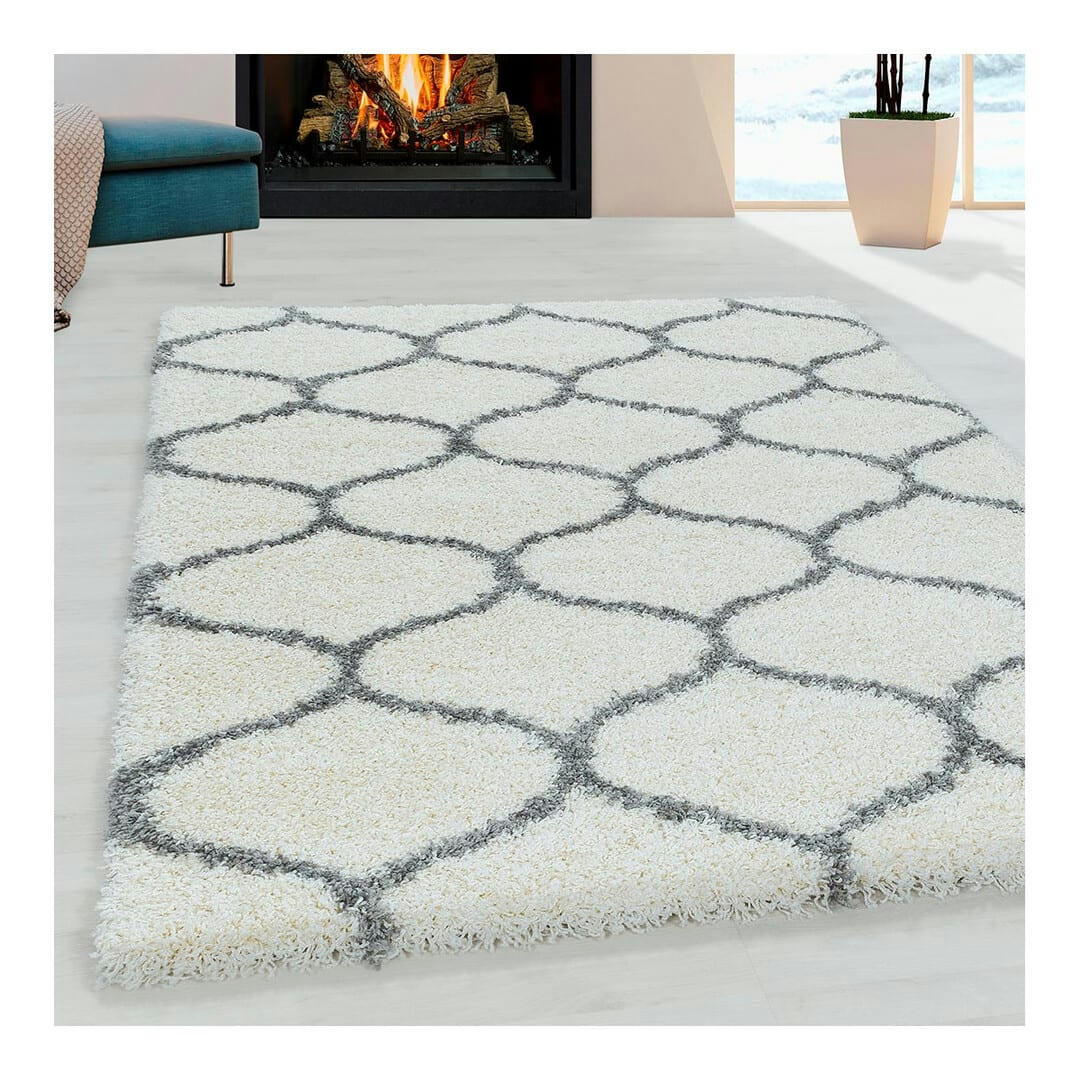 LOKALT - Tapis géométrique baroque en polypropylène crème 120x170