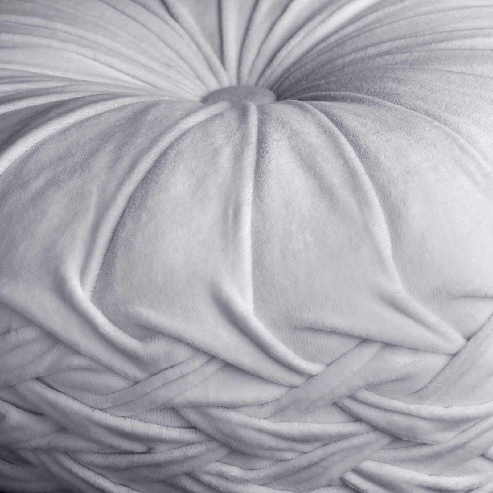 KAJA - Coussin rond gris en velours 40 cm uni