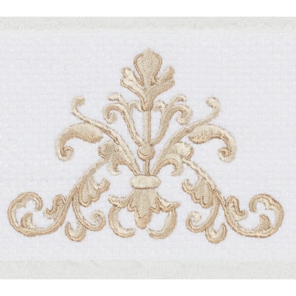 Authentic Hotel and Spa White Turkish Cotton Scrollwork Embroidered 3 piece Towel Set