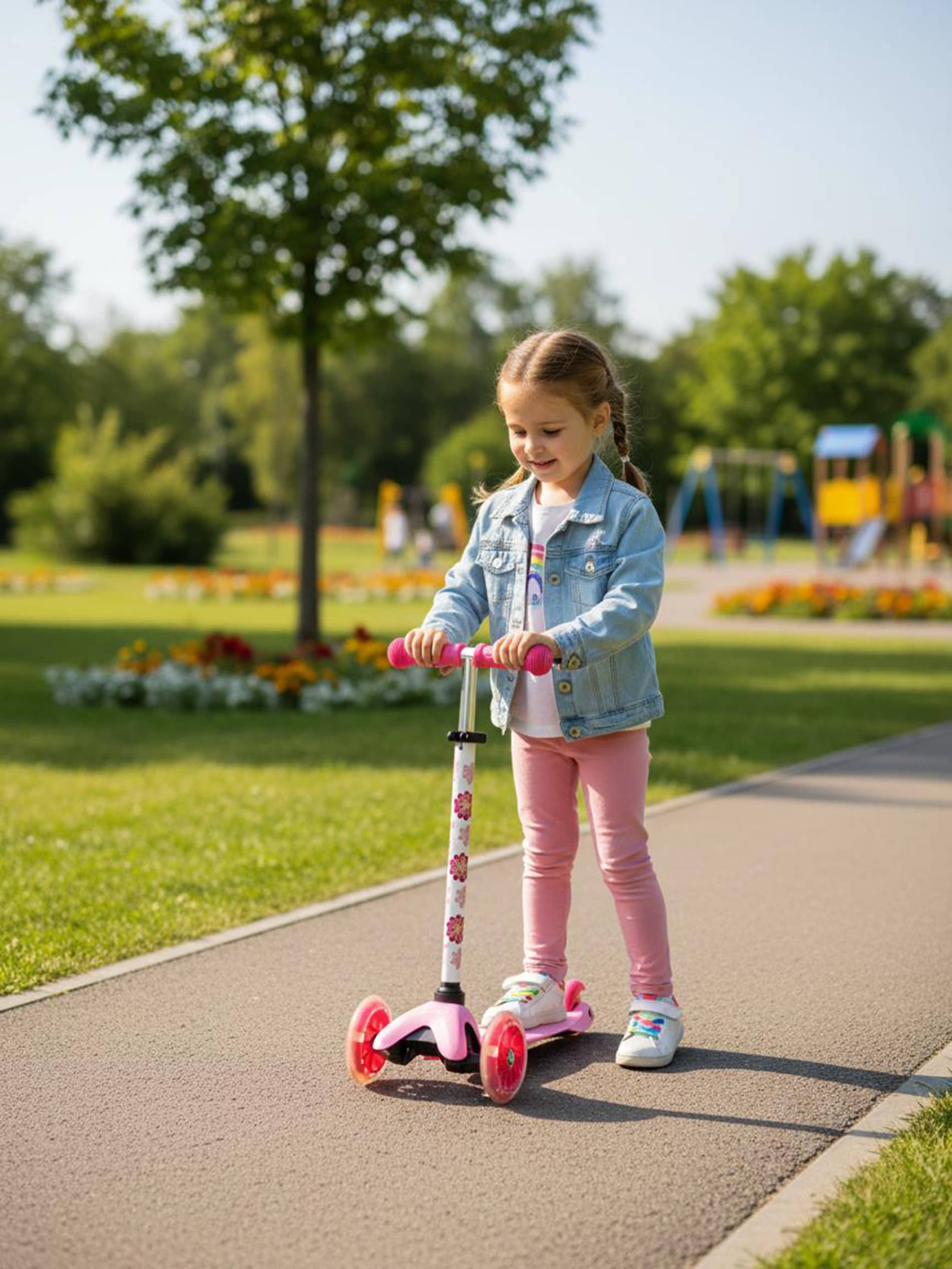 Hulajnoga trójkołowa z kwiatowym motywem