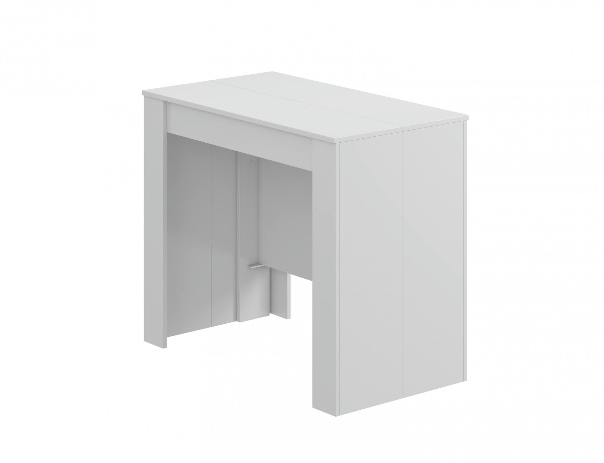 COMPTON - Table extensible effet bois blanc brillant 51/237x90h77 cm