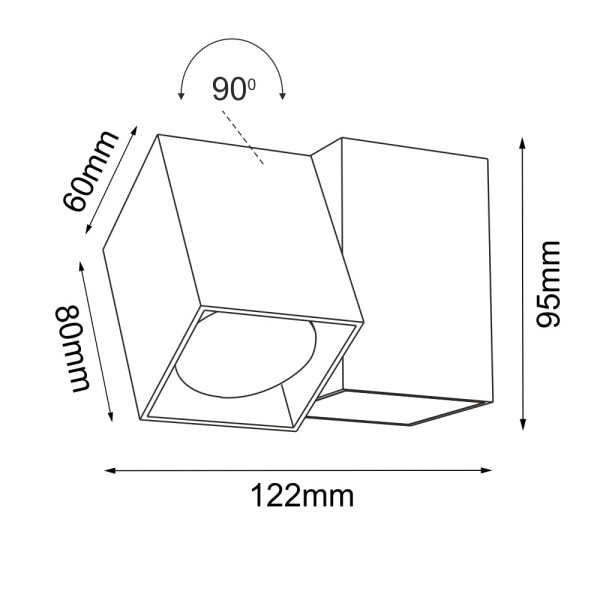 Spot kwadratowy czarny CUBE 1xGU10x10W wym:9,5x12,2x6cm IP20 Brosline