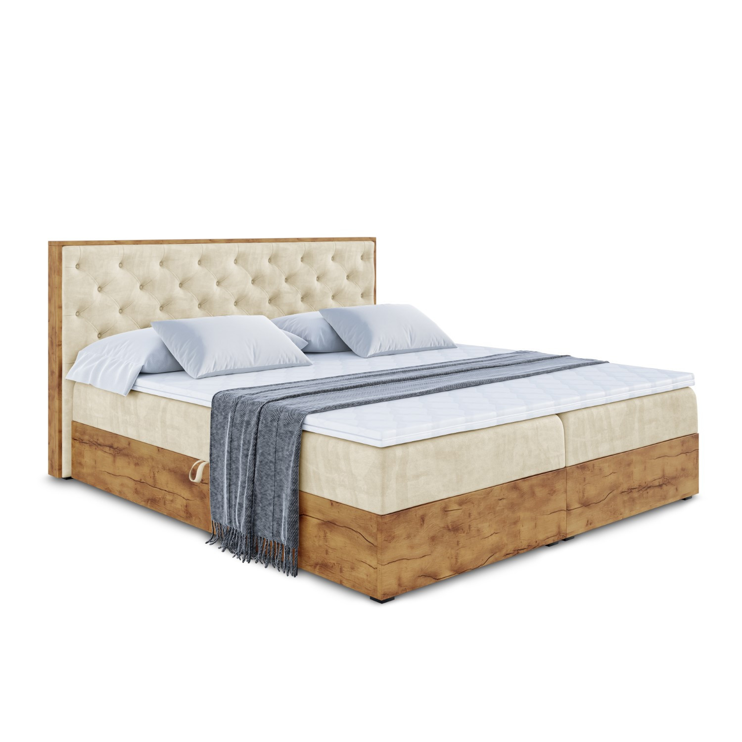 Łóżko kontynentalne z pojemnikiem i materacem H3 LOLLI3 - 120x200cm