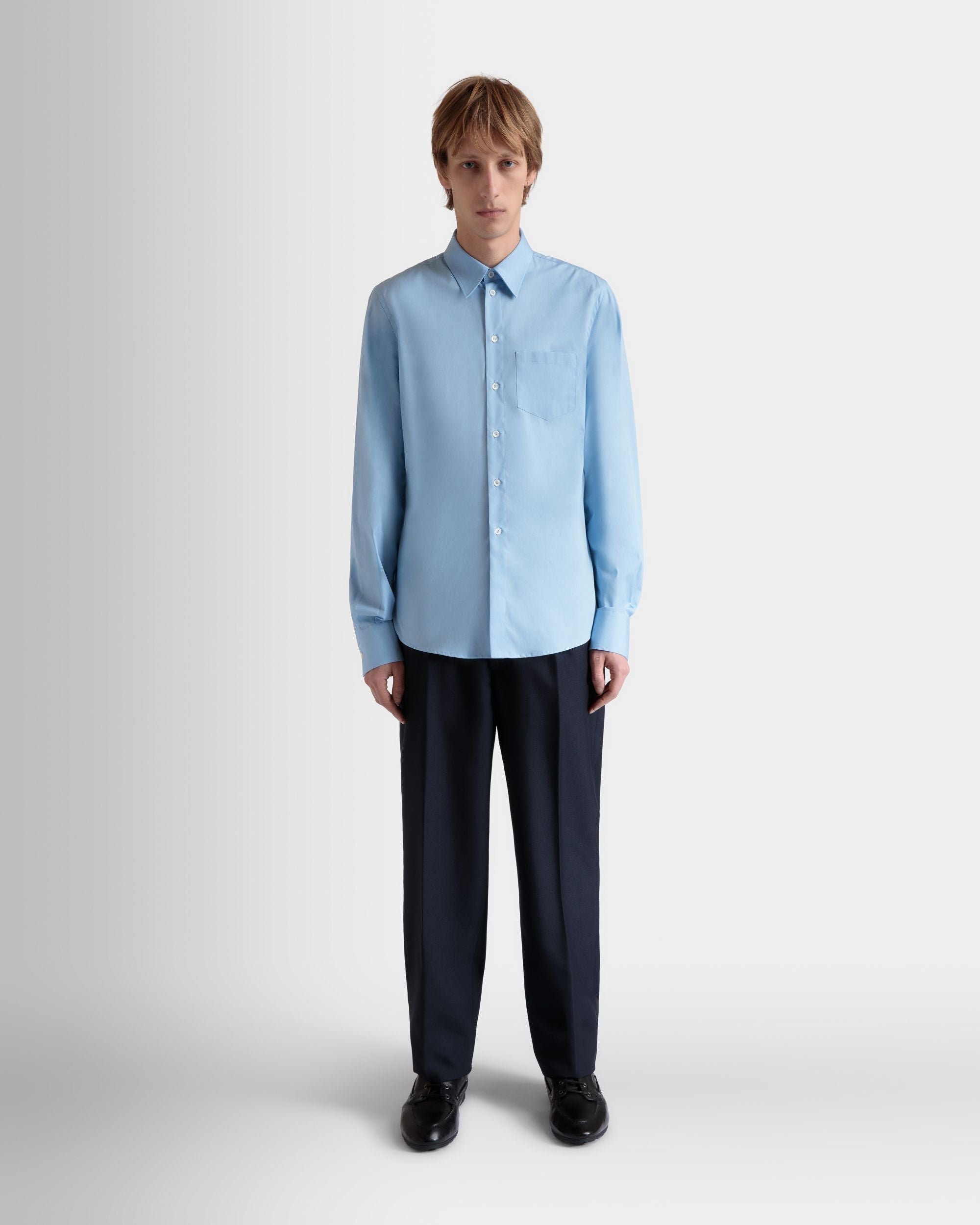 Langärmeliges Hemd Aus Baumwolle In Light Blue