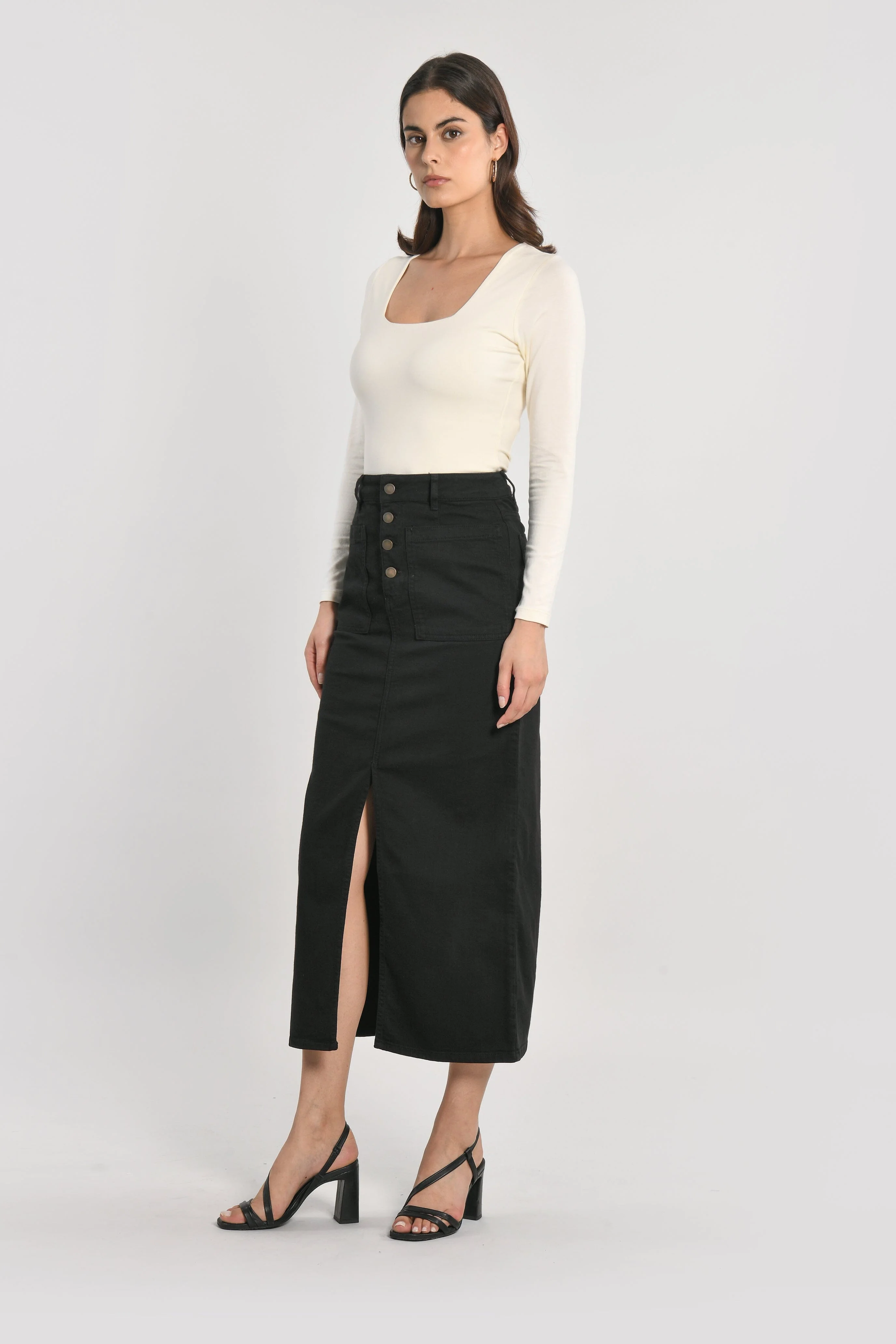 JUPE MIDI SPORTSWEAR THADEE NOIR