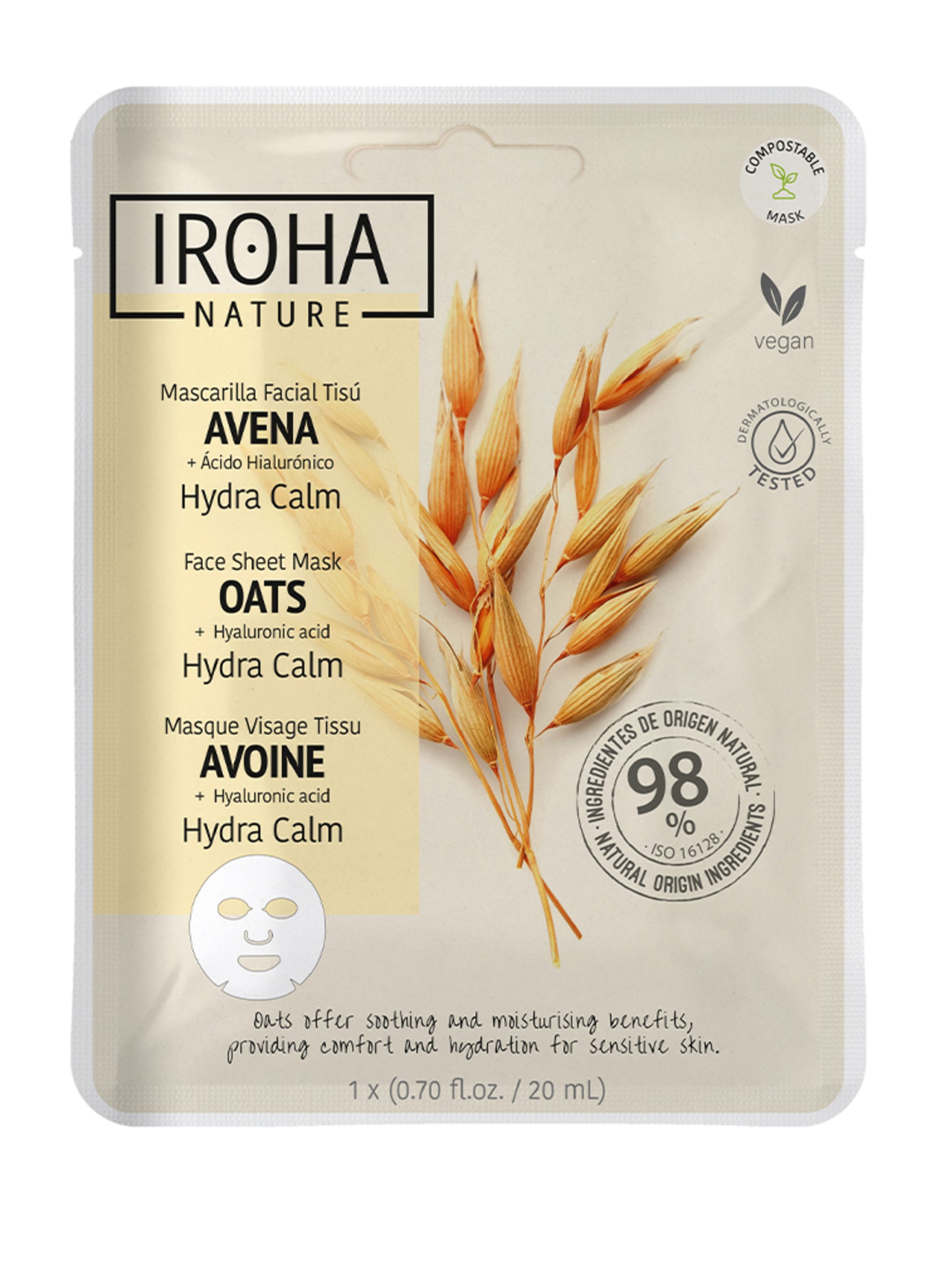 IROHA HYDRA CALM FACE MASK OATS