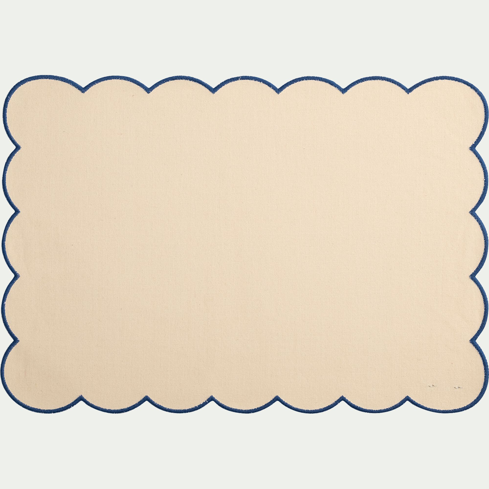 RIOU - Lot de 2 sets de table en coton finition point bourdon 30x48cm - bleu