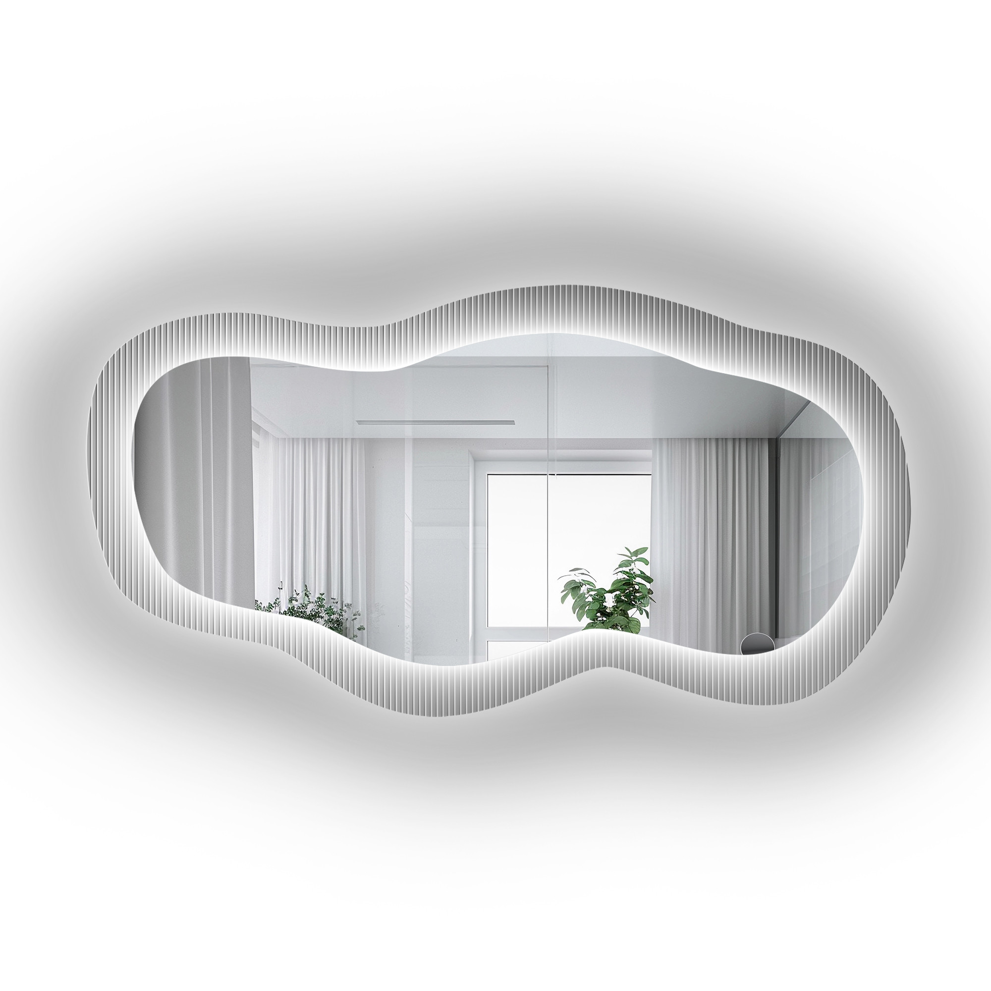 Lustro na szkle ornamentowym estriado z podświetleniem - LUXORA GLASORI LED