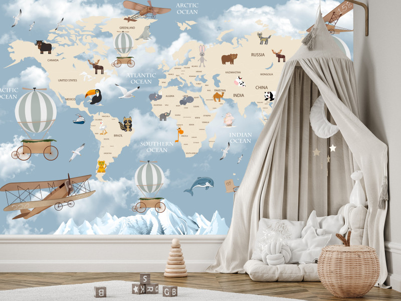 Fototapeta Mapa świata w stylu boho 100x70cm