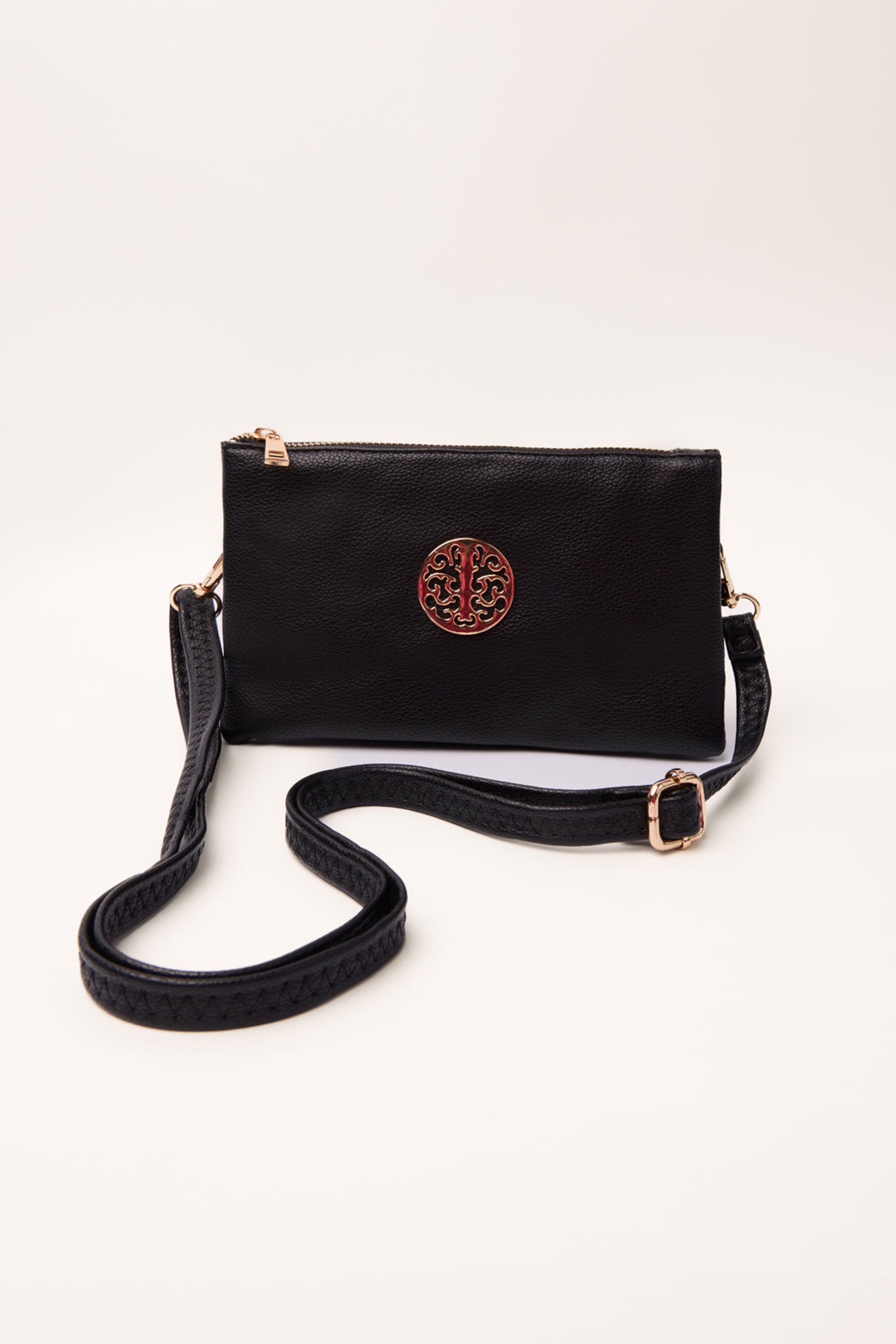 Blue Vanilla Detailed Zip Up Purse With Detachable Strap