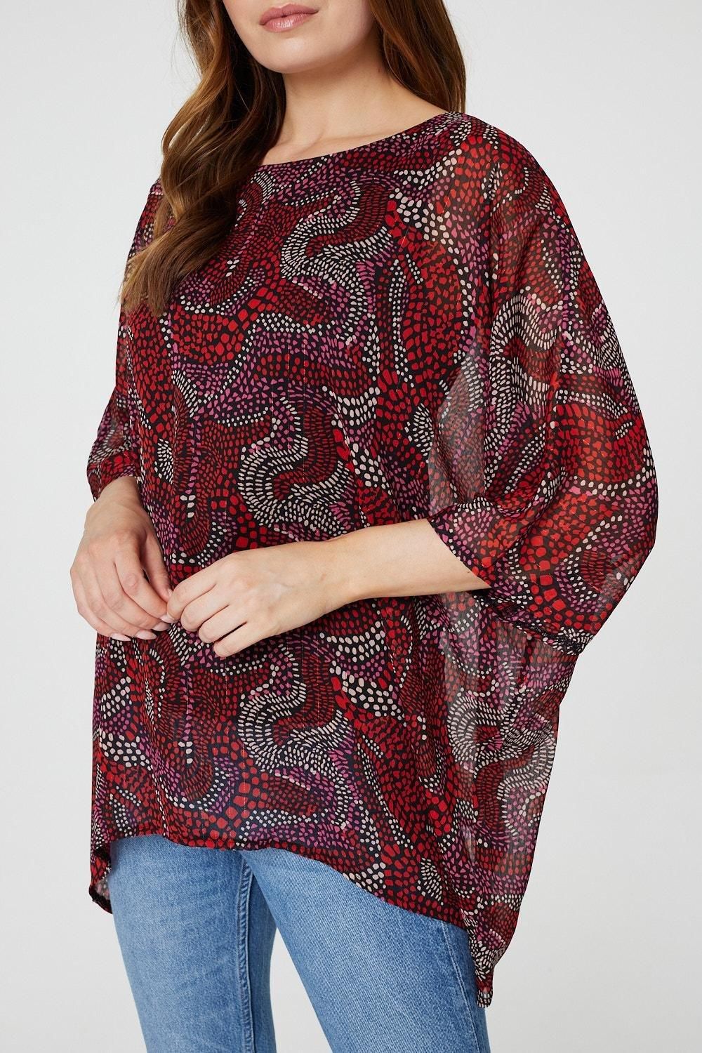 Izabel London Printed 3/4 Sleeve Oversized Top