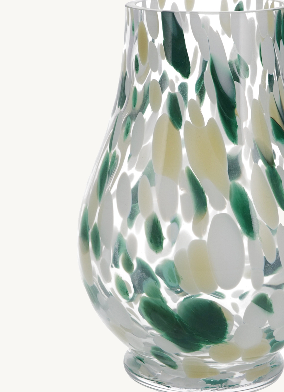 VASE EN VERRE TRANSPARENT TACHETÉ TRANSPARENT VERT BEIGE
