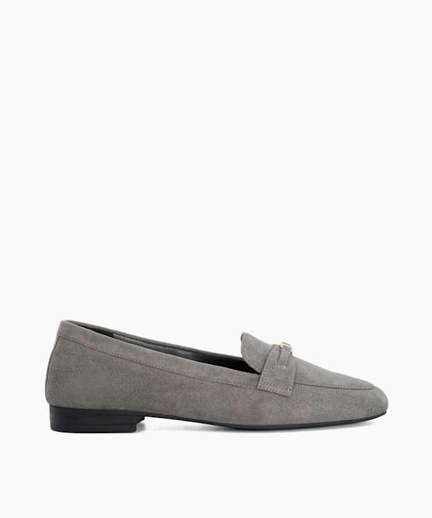 Glight Grey - Suede Logo-Plaque Loafers