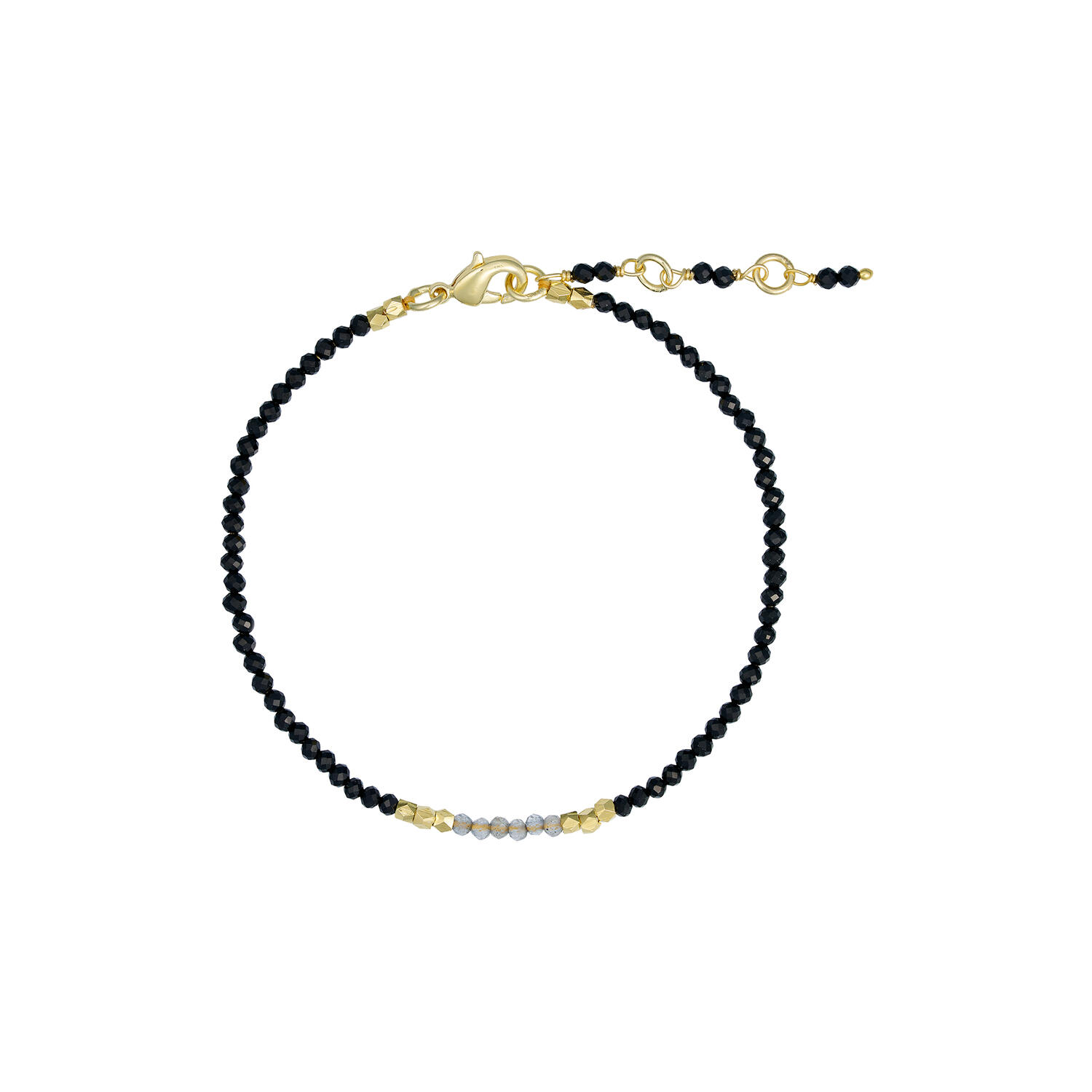 Lea armb&aring;nd m. &aelig;delstene, guldbelagt/black spinel