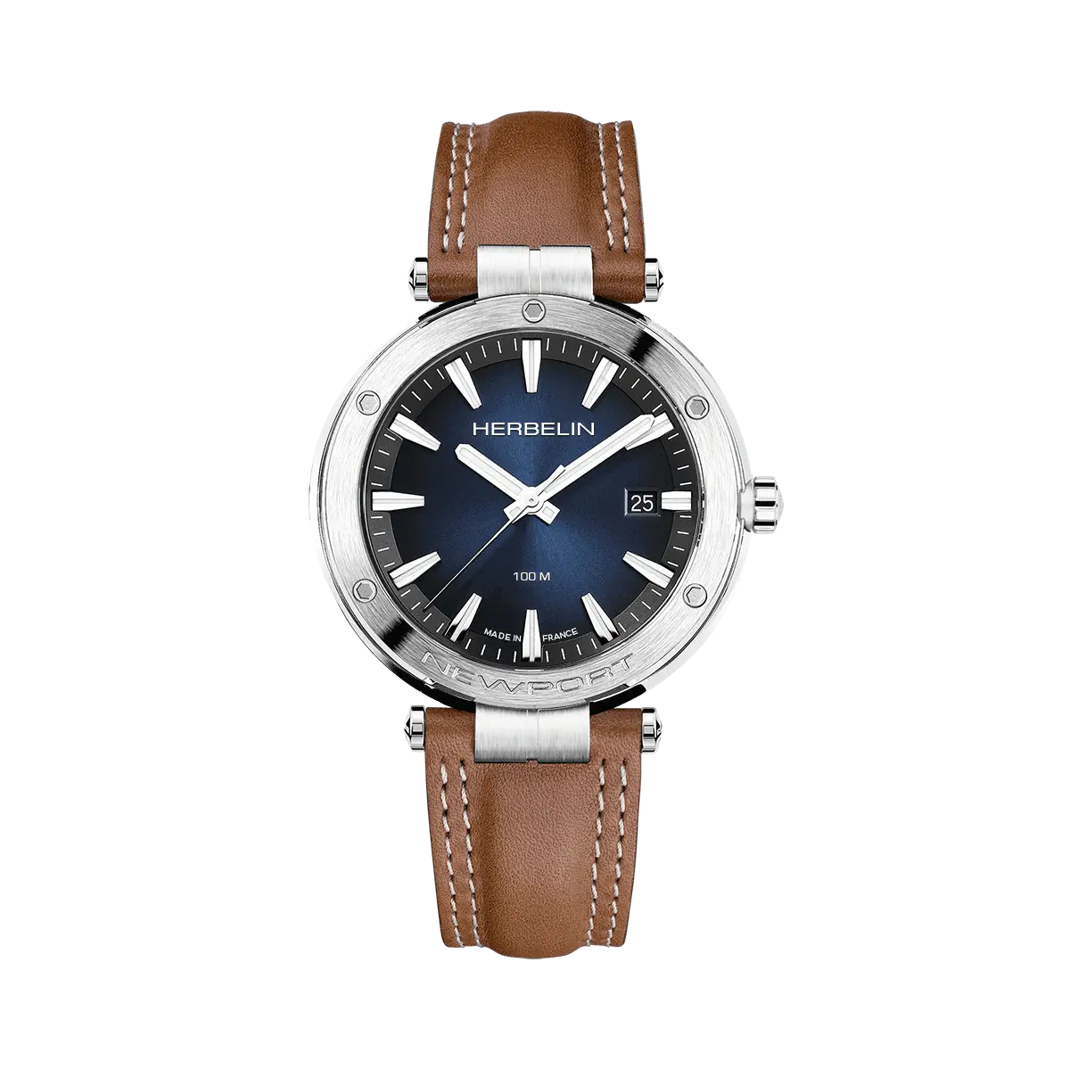 NEWPORT – QUARTZ DATE – ACIER, BLEU & CUIR