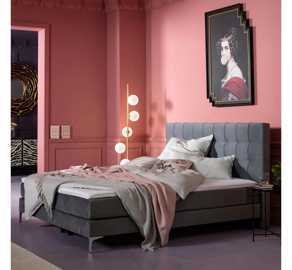 BENITO STAR - Lit 160x200 en velours gris