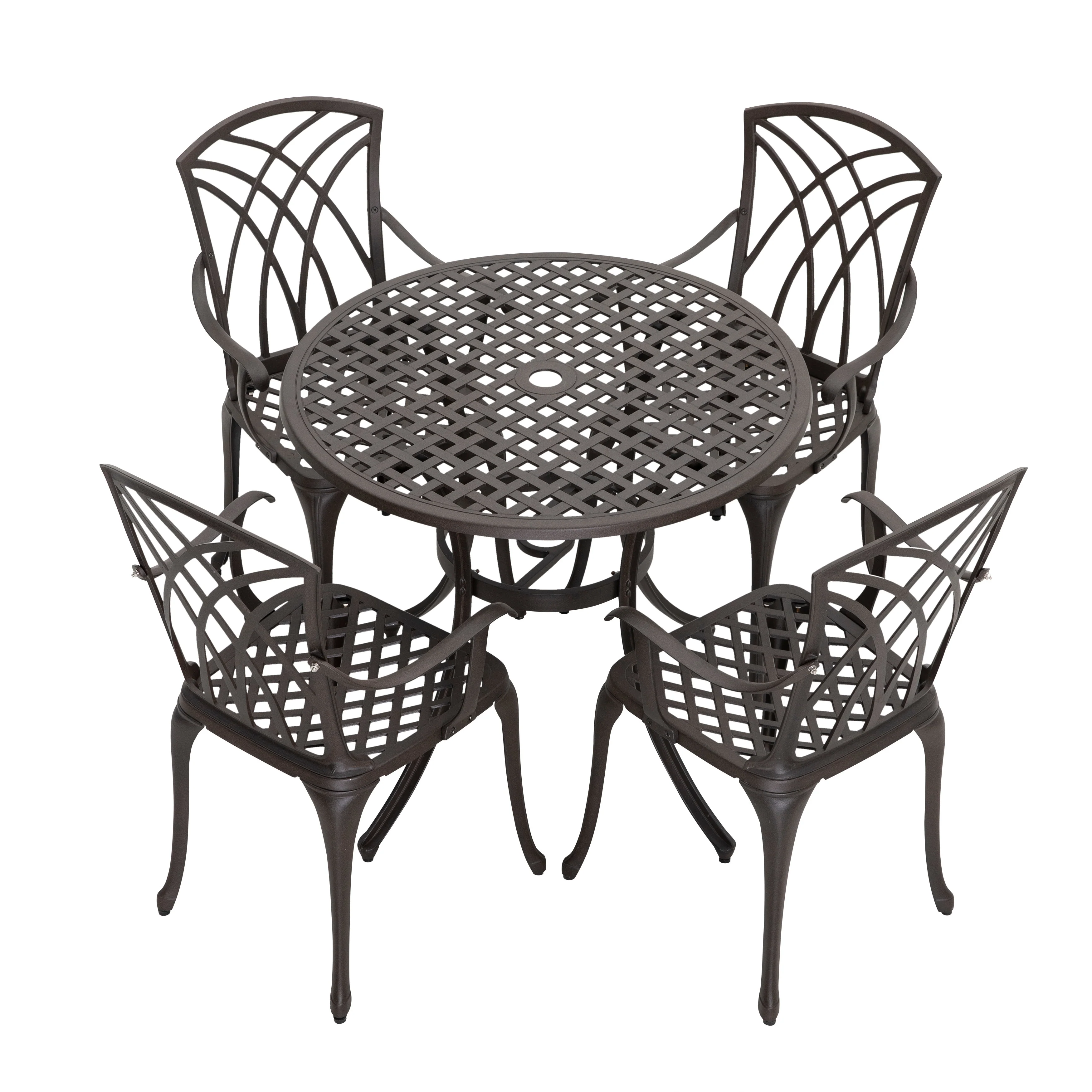 NUU GARDEN 5-piece Antique Bronze Cast Aluminum Patio Dining Set