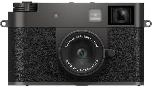 FUJIFILM X Half Premium Compact Digital Camera (Charcoal Silver) Bundle with Carrying Case + 64GB Memory Card + Lens Cap Keeper + Memory Card Wallet + Hand Strap + More