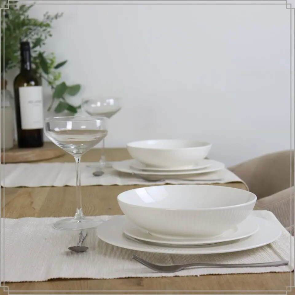 OTIX Pastaborden Bordenset 6 Persoons Diepe Borden Soepborden 20cm Wit Porsel...