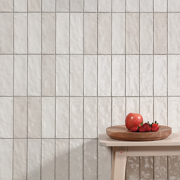 Carrelage effet Zellige Greige 20x6,5x0,85 cm Brillant Orisel - Mur intérieur (vendu par carton de 0,5 m²) - RO'MA CARRELAGE