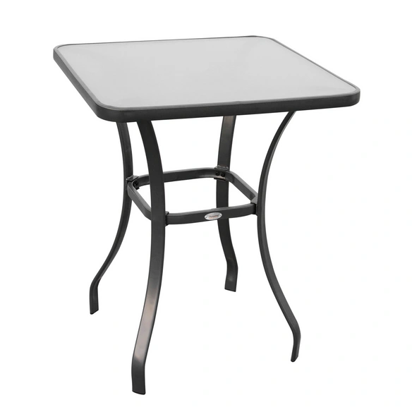 Gartentisch, BxHxT: 68,5 x 84 x 68,5 cm, schwarz, Gestell aus Metall