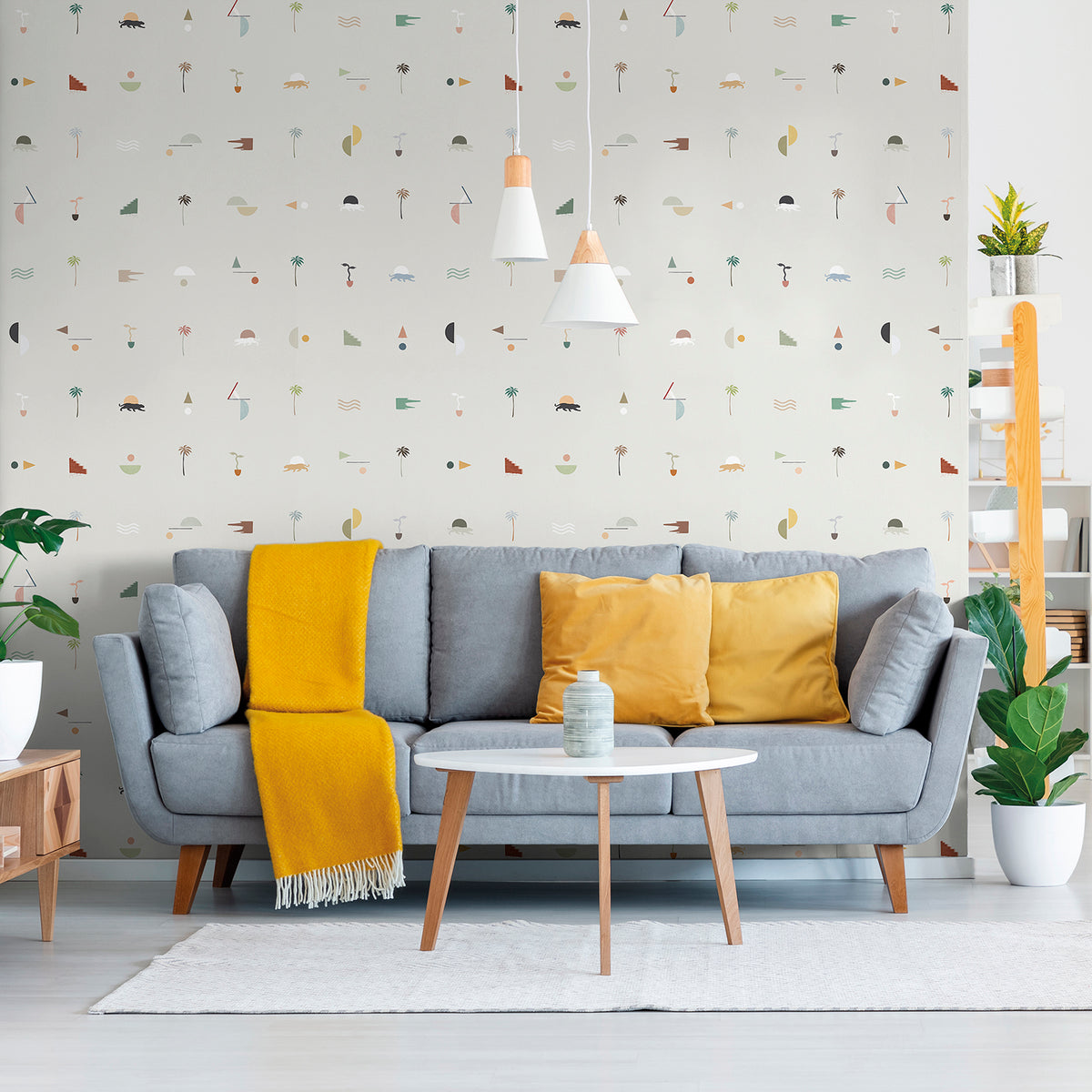 Sanders & Sanders fotobehang symbolen beige - 300 x 106 cm - 640382