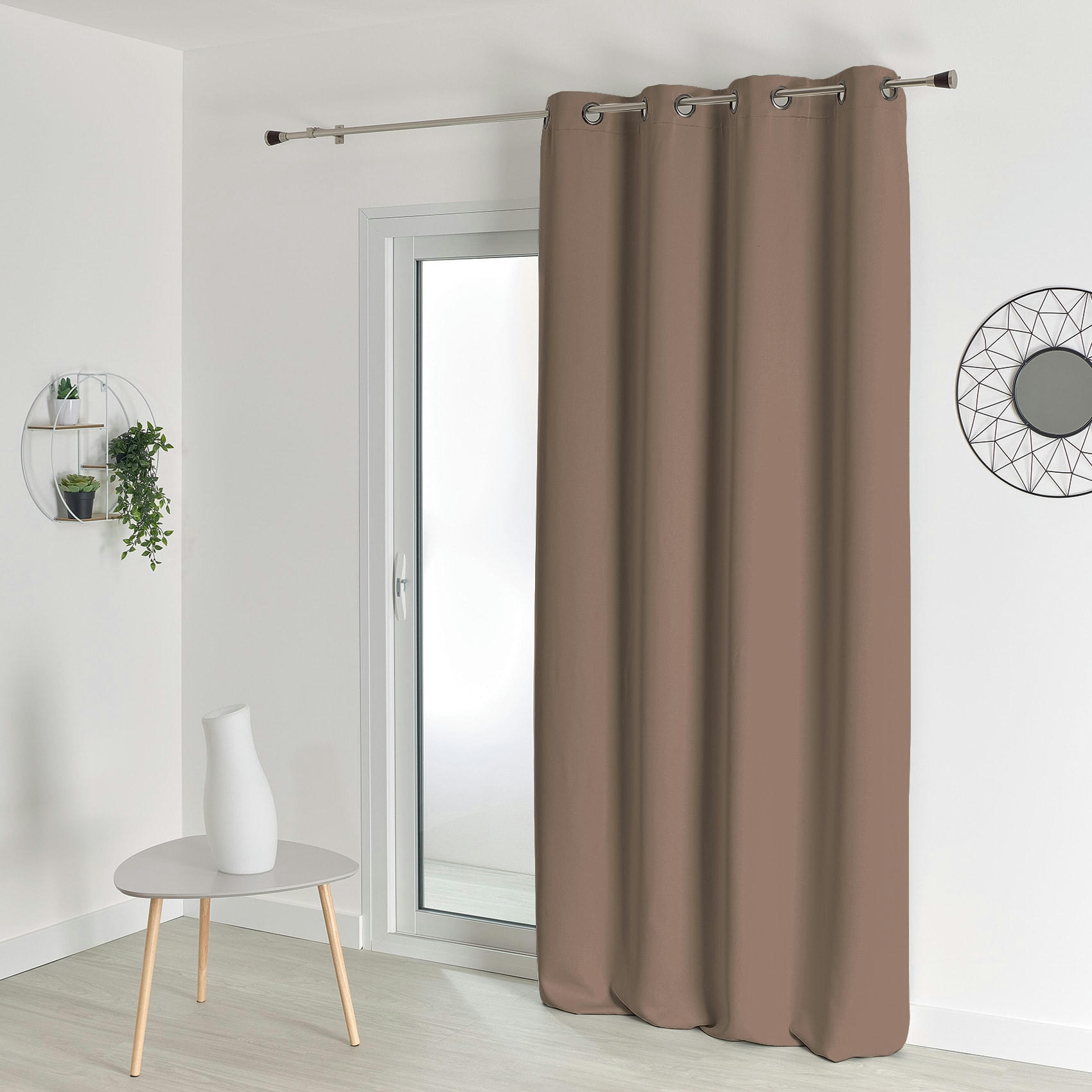 - Rideau occultant uni polyester/occultant naturel 140x260 cm