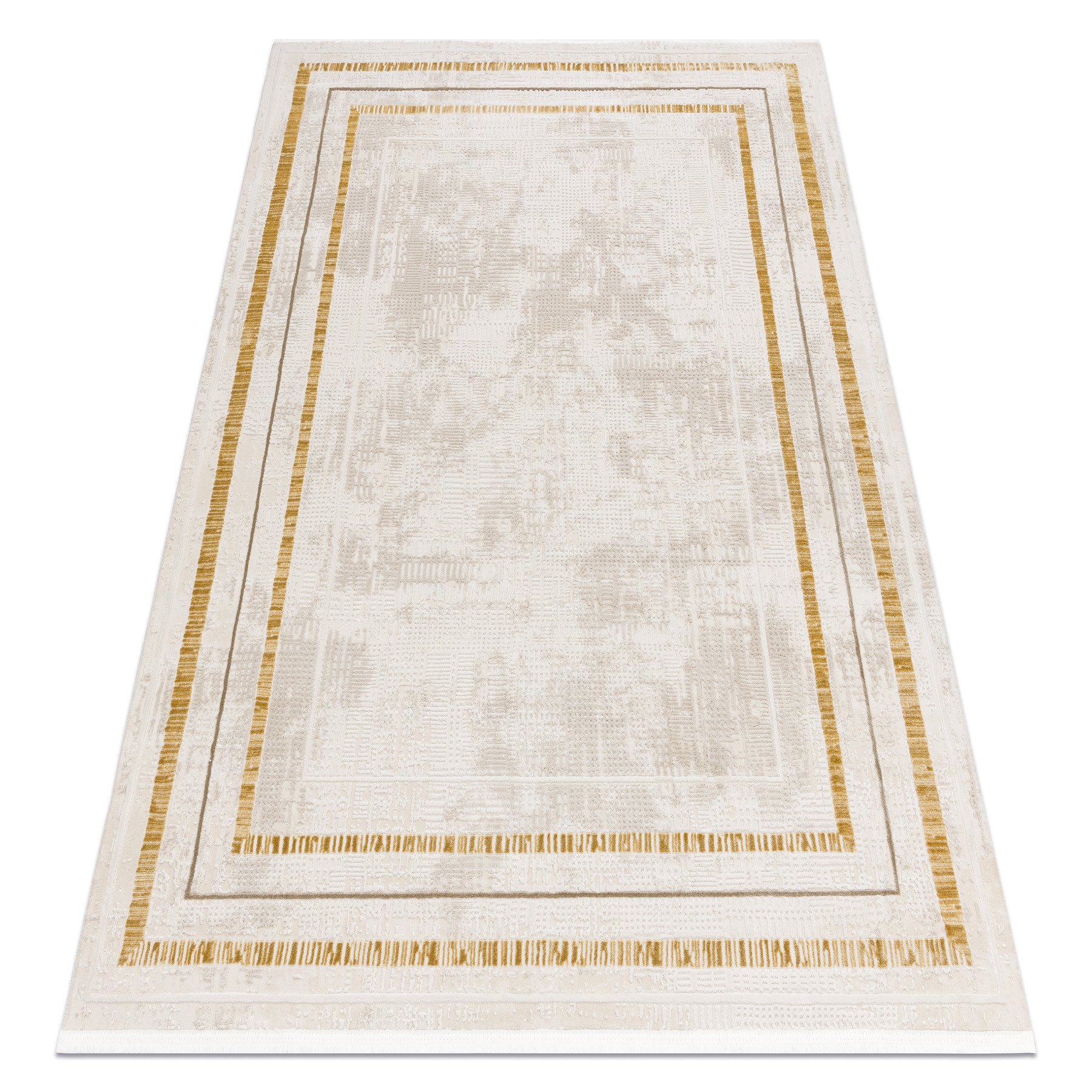 Dywan DUKE 51523 krem / złoty - Ramka, strukturalny, bardzo 80x150 cm