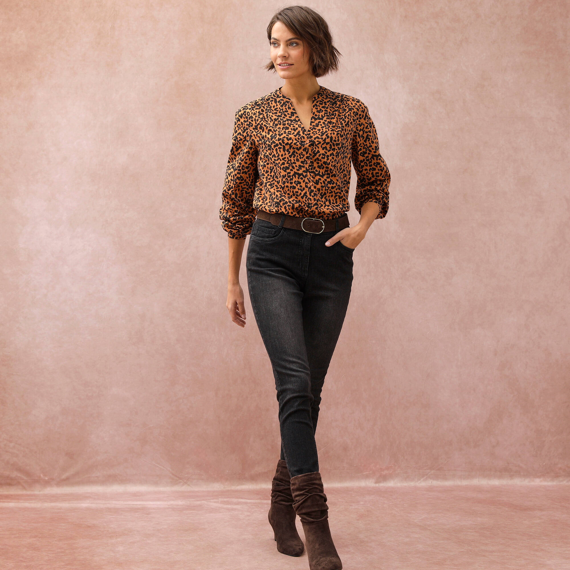 Jean slim taille haute, grande stature