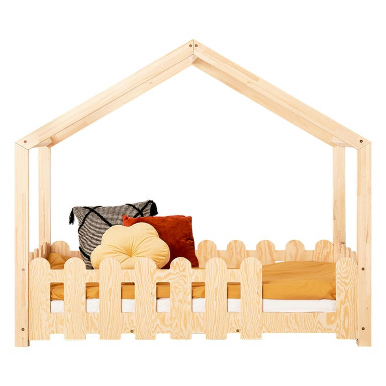 AUGUSTIN - Lit cabane 90x200 entrée droite sommier inclus naturel