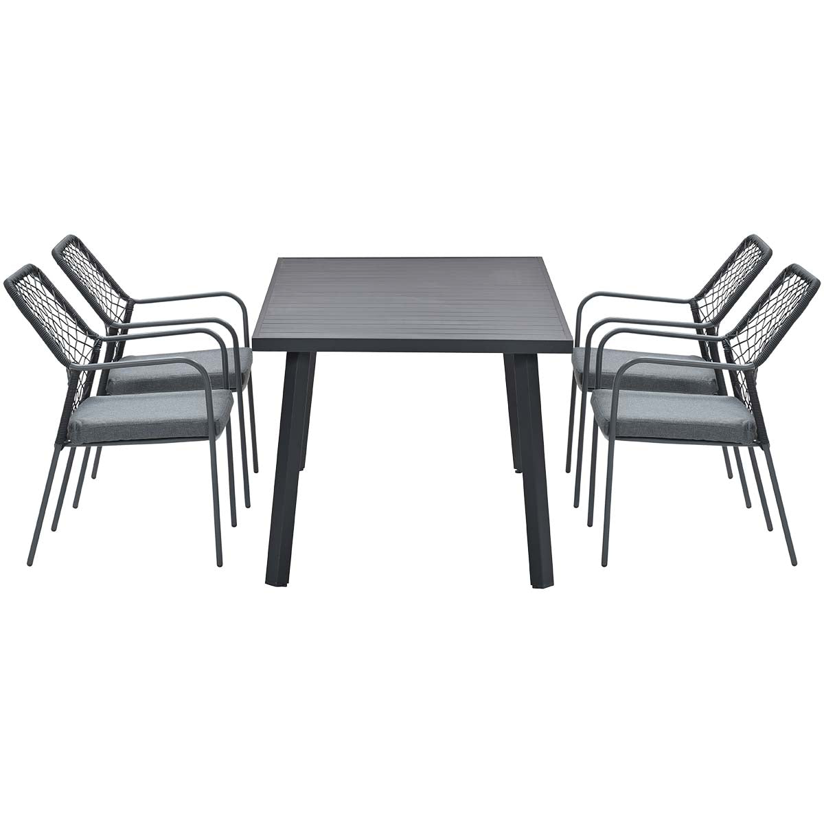 Garden Impressions Dido stoelen zwart 4 stuks   Terni tafel 160 cm