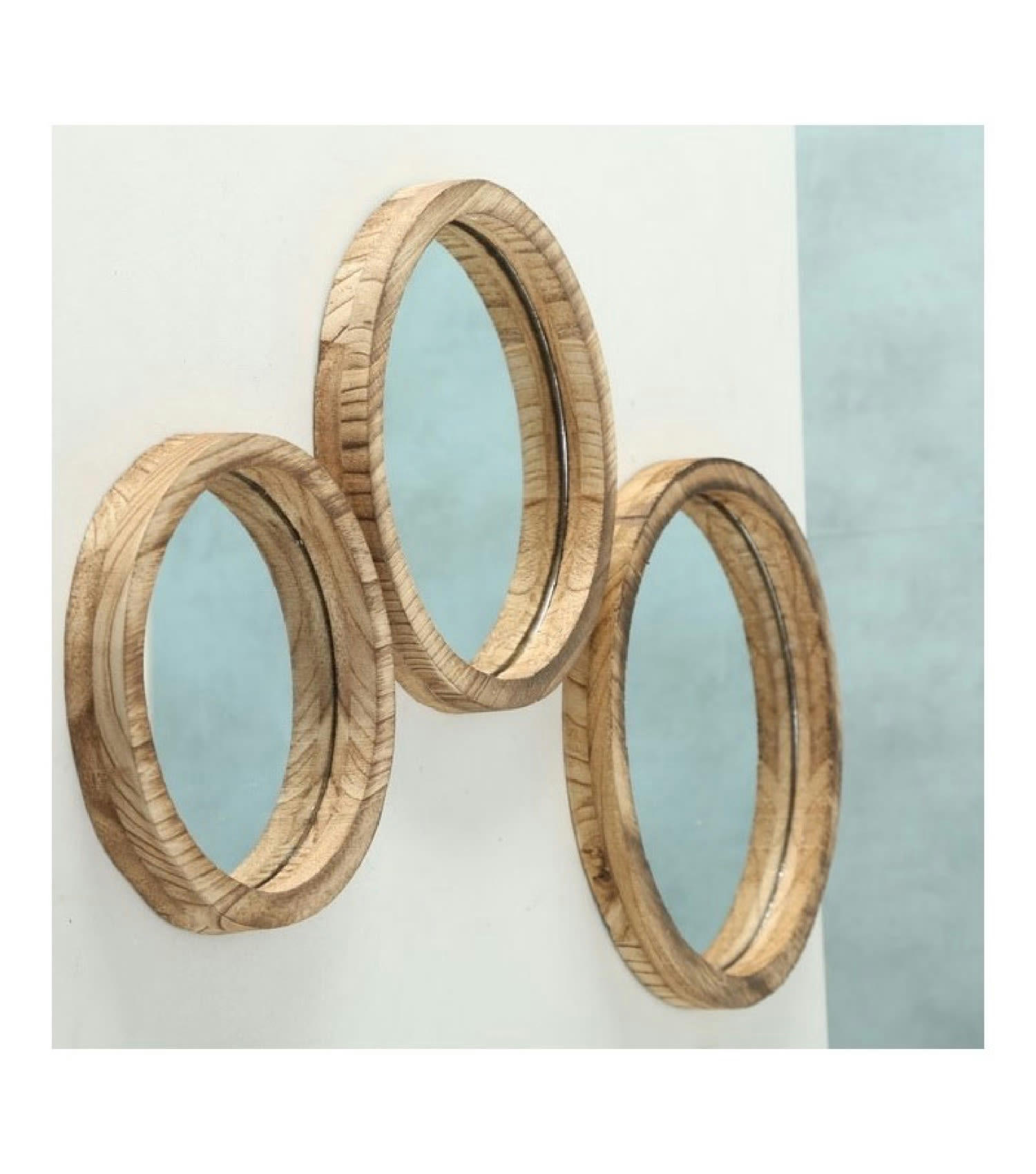 ROND - Set de 3 miroirs décoratifs ronds en bois