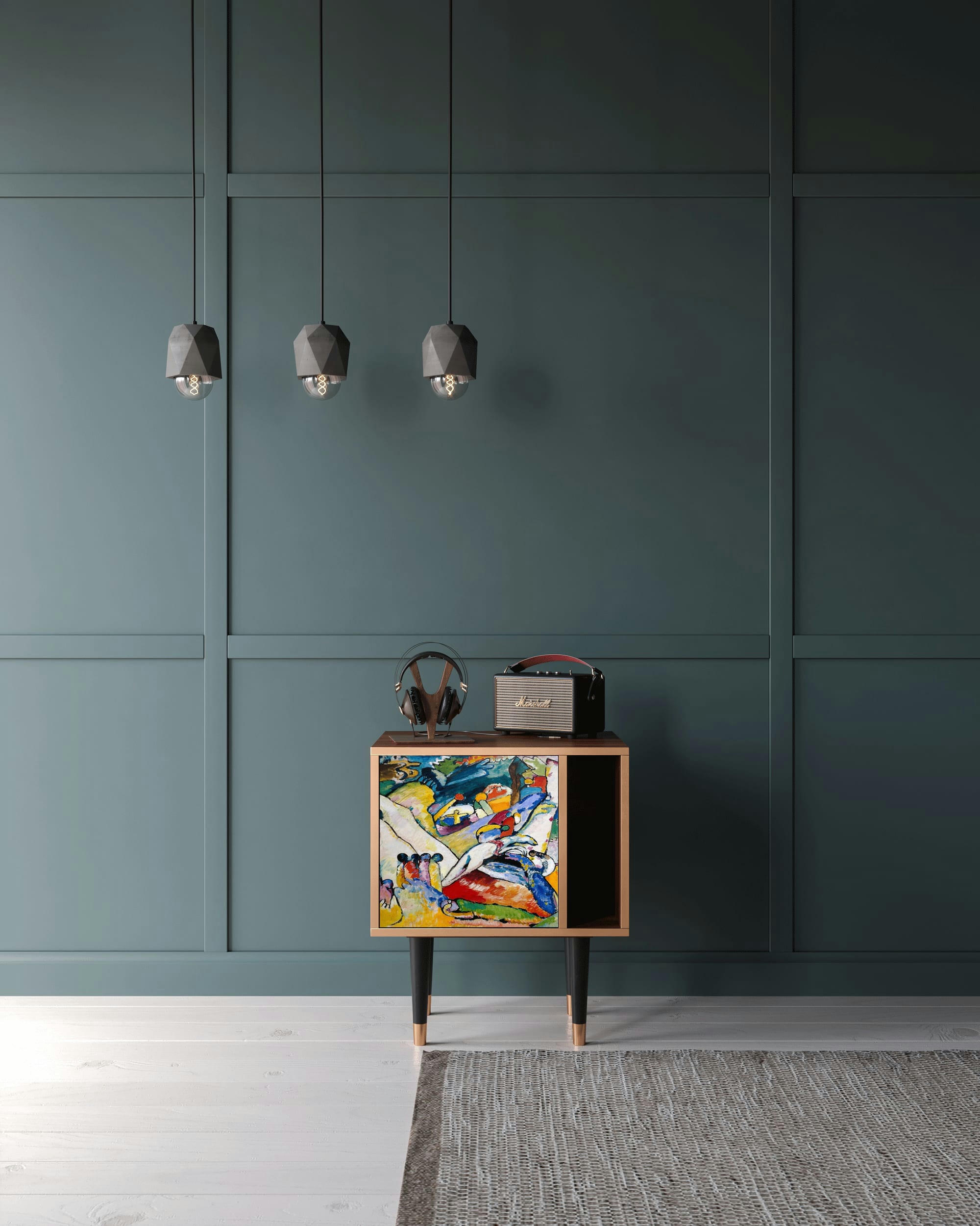 IMPROVISATION 26 BY WASSILY KANDINSKY - Table de chevet multicolore 1 porte L 58 cm