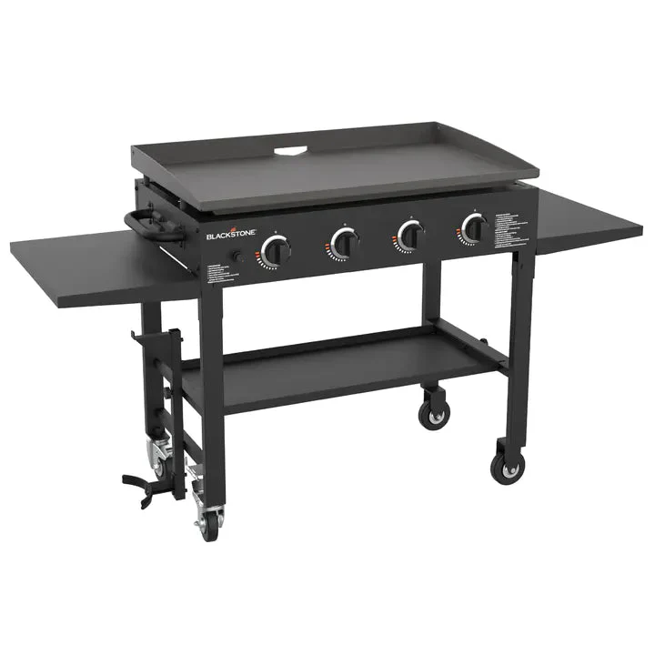 Blackstone 36 Inch Gas Griddle Cooking Station 4 Burner Flat Top Gas Grill Propane Fuelled Restaurant Grade Professional 36�� Outdoor Griddle Station with Side Shelf (1554)