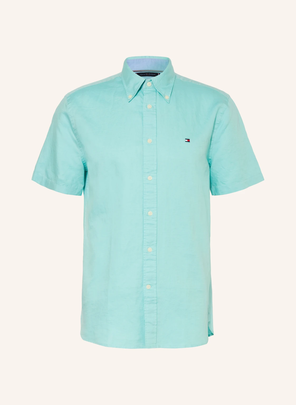 TOMMY HILFIGER Kurzarm-Hemd Regular Fit mit Leinen